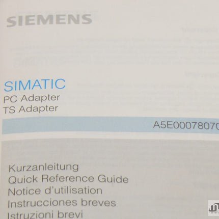 Siemens Simatic Kurzanleitung A5E00078070-01