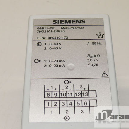Siemens 7KG2101-2KK20 Meßumformer 7KG2 101-2KK20 GMUU-2K