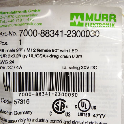 Murr Elektronik Kabel 7000-88341-2300030 / Neu OVP - Maranos.de