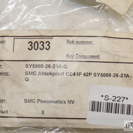 NEU-versiegelt SMC SY5000-26-21A-Q Abdeckplatte SY50002621AQ | Maranos GmbH
