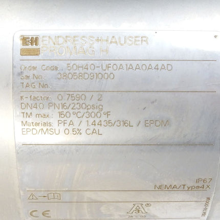 Endress+Hauser Durchflussmessgerät Promag50 50H40-UF0A1AA0A4AD Promag H - Maranos.de