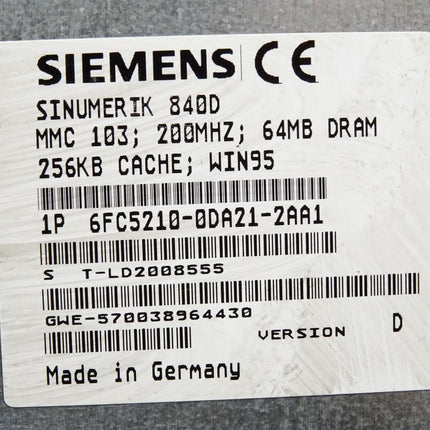 Siemens Sinumerik 840D MMC103 6FC5210-0DA21-2AA1 Version D - Maranos.de