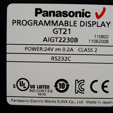 Panasonic Programmable Display GT21 AIGT2230B / Neu OVP - Maranos.de