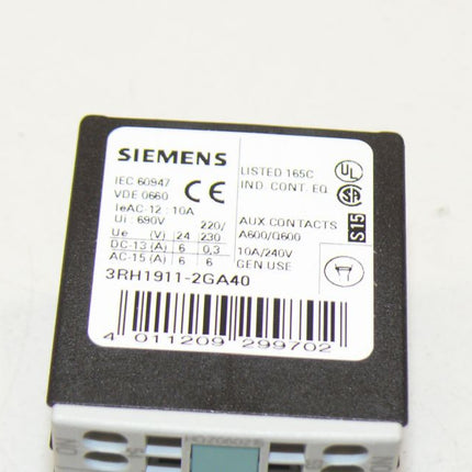 Siemens 3RH1911-2GA40 Hilfsschalterblock 3RH1 911-2GA40 NEU-OVP