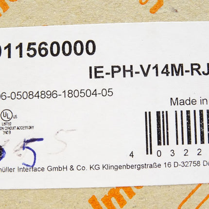 Weidmüller IE-PH-V14M-RJ / 1011560000 / Inhalt : 5 Stück / Neu OVP