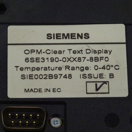 Siemens 6SE3190-0XX87-8BF0 OPM Display 6SE3 190-0XX87-8BF0