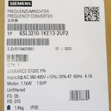 Siemens Sinamics G120C 6SL3210-1KE13-2UF2 6SL3 210-1KE13-2UF2 / Neu OVP versiegelt - Maranos.de