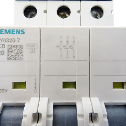 Siemens 5SY6320-7 MCB C20 Leitungsschutzschalter 400V 6kA