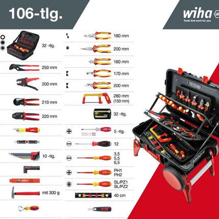 Wiha 44128 Werkzeugkoffer Set XXL III electric 100-tlg. 930070103 - Maranos.de