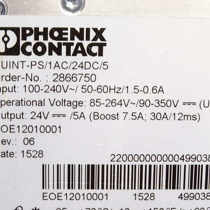 Phoenix Contact 2866750 QUINT-PS/1AC/24DC/5 Stromversorgung - Maranos.de