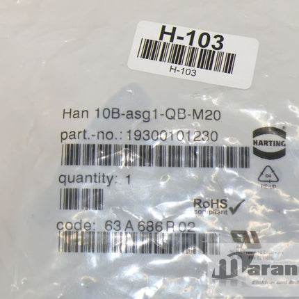 Neu-OVP: Harting Sockelghäuse  2 Stück 10B-asg1-QB-M20 / 19300101230