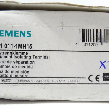 Siemens 8WA1011-1MH15 / 8WA1 011-1MH15 Messtrennklemme Thermoplast Schraubanschluss beidseitig mit Prüfbuchse, 8mm, Gr. 6