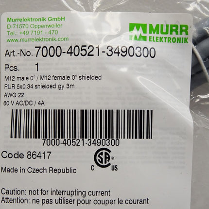 Murr Elektronik Kabel 7000-40521-3490300 / Neu OVP - Maranos.de