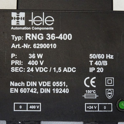 Tele RNG 36-400 6290010 Gleichstromversorgung Trafo 36W 400V auf 24VDC / 1.5 ADC - Maranos.de