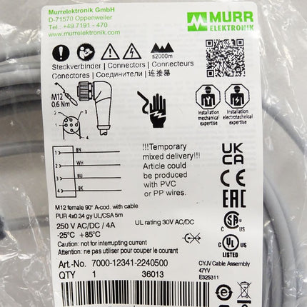 Murr Elektronik Steckverbinder 7000-12341-2240500 / Neu OVP - Maranos.de