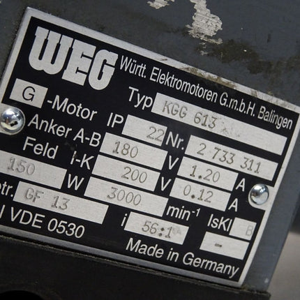 WEG KGG613 KGG 613 G-Motor Getriebemotor GF13 3000min-1 i 56:1 - Maranos.de