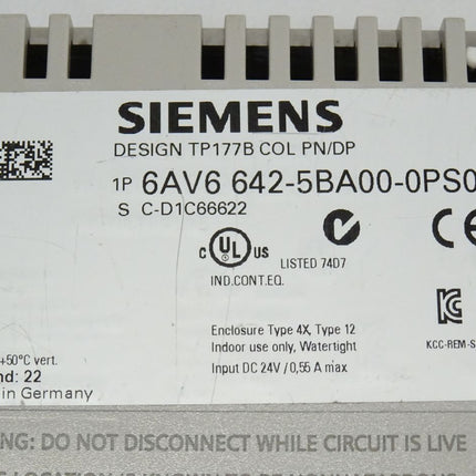Siemens Design TP177B COL PN/DP 6AV6642-5BA00-0PS0 / 6AV6 642-5BA00-0PS0 Touch Panel - AEG