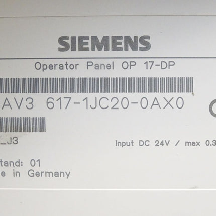 Siemens Backcover Rückschale Panel OP17-DP 6AV3617-1JC20-0AX0 6AV3 617-1JC20-0AX0 - Maranos.de