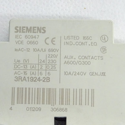 Siemens 3RA1924-2B / 3RA1 924-2B / A10/240V / Sperrglied mit Hilfsschalter