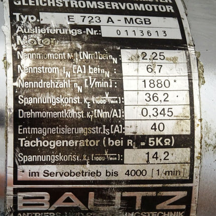 Bautz Gleichstromservomotor Servomotor E723A-MGB 1880/4000min-1