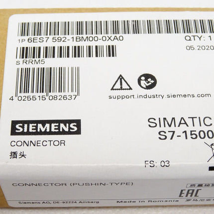 Siemens S7-1500 Frontstecker 6ES7592-1BM00-0XA0 6ES7 592-1BM00-0XA0 / Neu OVP versiegelt - Maranos.de