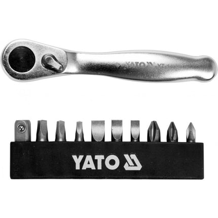 Yato YT-14390 BIT-Satz mit Ratschenschlüssel 1/4" 11TLG / mini Rätsche / Knarre - Maranos.de