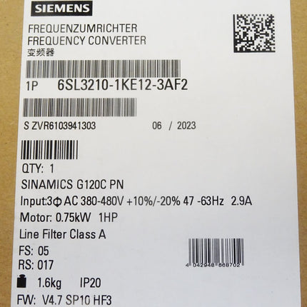 Siemens Sinamics G120C 6SL3210-1KE12-3AF2 6SL3 210-1KE12-3AF2 / Neu OVP versiegelt - Maranos.de