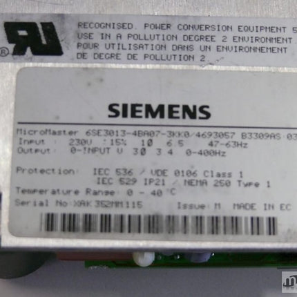 Siemens MicroMaster 6SE3013-4BA07-3KK0 / 4693057 / G85139-D2792-A 075