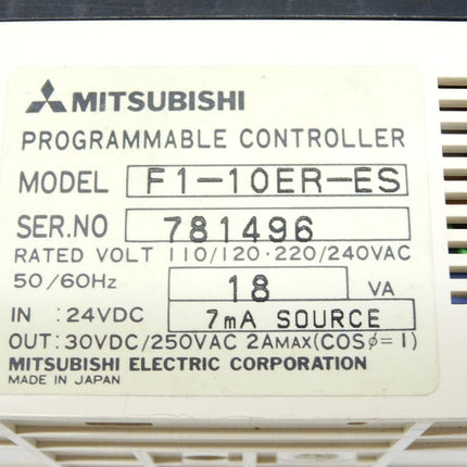 Mitsubishi Programmable Controller F1-10ER-ES 18VA 7mA source