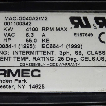 Ormec MAC-G040A2/M2 Servomotor Motor