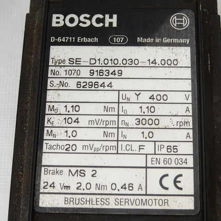 Bosch Brushless Servomotor SE-D1.010.030-14.000 1070916349 3000RPM