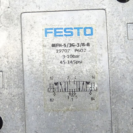 FESTO MFH-5/3G-3/8-B Magnetventil 19707 P602 3-10bar 45-145psi inkl. Anschlussschrauben