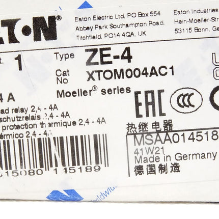 Eaton Moeller Motorschutzrelais ZE-4 XTOM004AC1 / Neu OVP