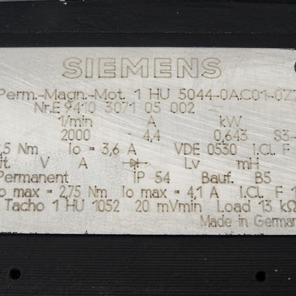 Siemens Permanent Magnet Motor Servomotor 2000min-1 1HU5044-0AC01-0ZZ9 2000 min-1