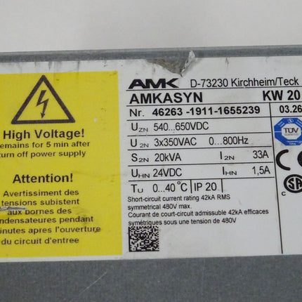 AMK AMKASYN KW20 Frequenzumrichter 20kVA 33A 3x350V Version: 03.26