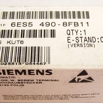 Siemens Simatic Schraubstecker 6ES5490-8FB11 6ES5 490-8FB11 / Neu OVP - Maranos.de