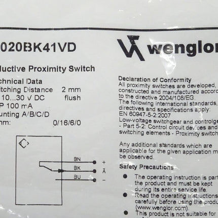 Wenglor IH020BK41VD Inductive Proximity Switch NEU-OVP versiegelt