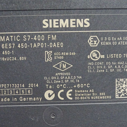 Siemens S7-400 Funktionsmodul FM 450-1 6ES7450-1AP01-0AE0 6ES7 450-1AP01-0AE0 - Maranos.de