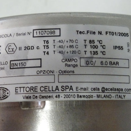 Wika Ettore Cella BN150 Manometer 0-6bar / Neu