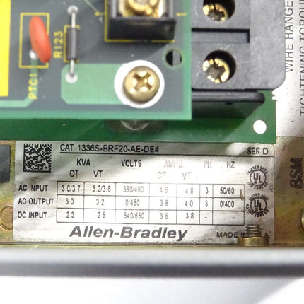 Allen Bradley 1336 Plus Frequenzumrichter CAT 1336S-BRF20-AE-DE4