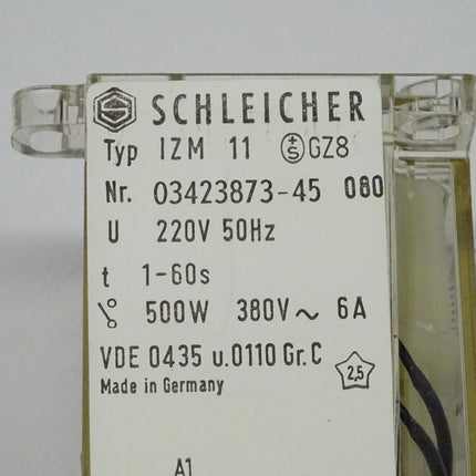 Schleicher IZM11 Zeitrelais 1-60sec Zeitschaltuhr 500W neu-OVP