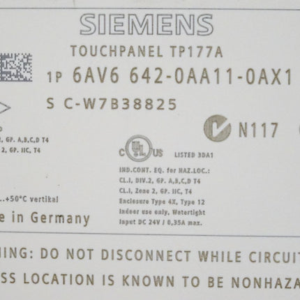 Siemens Touch Panel TP177A 6AV6642-0AA11-0AX1