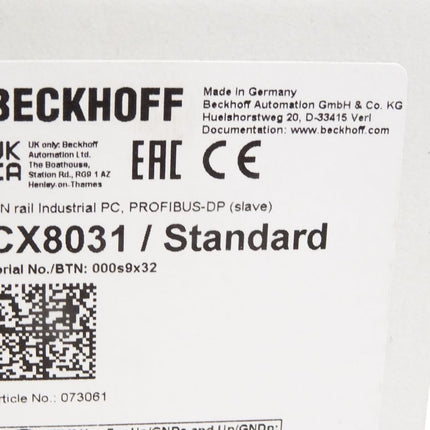 Beckhoff CX8031 Embedded-PC mit PROFIBUS-Slave / Neu OVP - Maranos.de