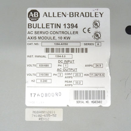 AB Allen Bradley 1394-AM50 Bulletin 1394 AC Servo Controller 10kW