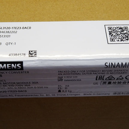 Siemens Sinamics Frequenzumrichter 16kW 6SL3120-1TE23-0AC0 6SL3 120-1TE23-0AC0 / Neu OVP versiegelt