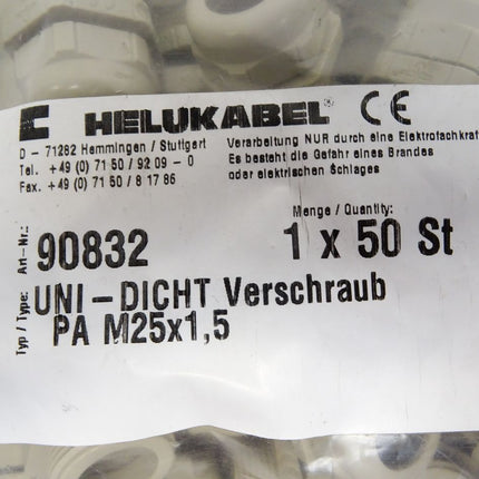Helukabel UNI-DICHT Verschraub PA M25x1,5 / 90832 / Inhalt : 50 Stück / Neu OVP