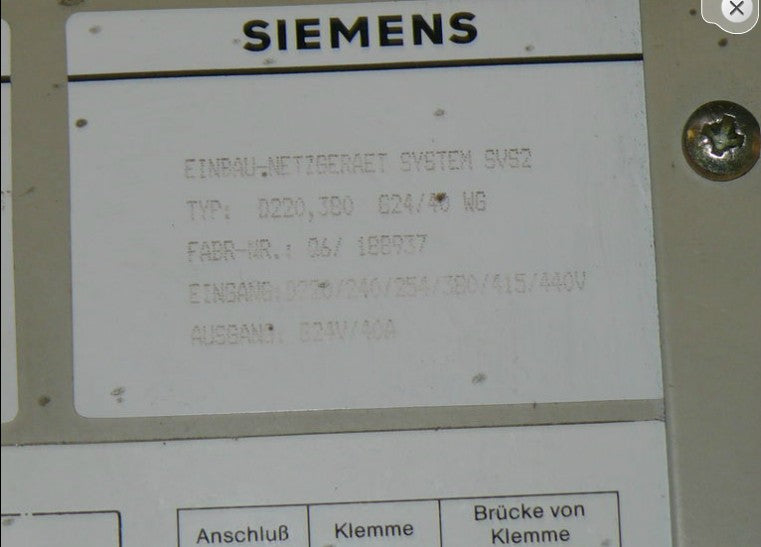 Siemens Netzgerät SVS2 6EV1363-5AK // 6EV-1363-5AK // 6 EV 1363-5AK / 40A