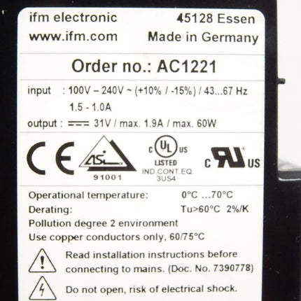 Ifm electronic AC1221 AS-i Power Supply Stromversorgung