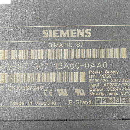 Siemens Simatic 6ES7307-1BA00-0AA0 / 6ES7 307-1BA00-0AA0 E:03