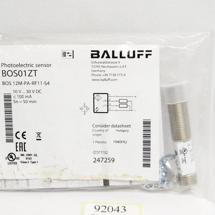 Balluff  Photoelectric Sensor BOS01ZT BOS 12M-PA-RF11-S4 / Neu OVP